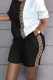 Gold Casual Print Patchwork O Neck Short Sleeve Two Pieces