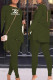 Army Green Fashion Casual Print Patchwork O Neck Long Sleeve Two Pieces