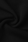 Black Fashion Casual Solid Patchwork See-through O Neck Regular Jumpsuits