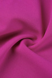 Purple Fashion Casual Solid Patchwork Oblique Collar Regular Jumpsuits