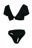 Rose Red Fashion Sexy Solid Patchwork Swimwears (Without Paddings)