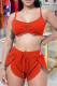 Red Sexy Casual Solid Backless Spaghetti Strap Sleeveless Two Pieces