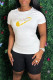 White Fashion Casual Print Letter O Neck Short Sleeve Two Pieces