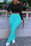 Pink Fashion Casual Solid Fold Regular High Waist Trousers