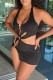 Black Fashion Sexy Solid Hollowed Out Halter Irregular Dress