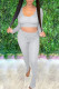 Grey Fashion Casual Solid Basic O Neck Long Sleeve Two Pieces