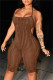 Brown Sexy Casual Solid Bandage Backless Halter Skinny Romper