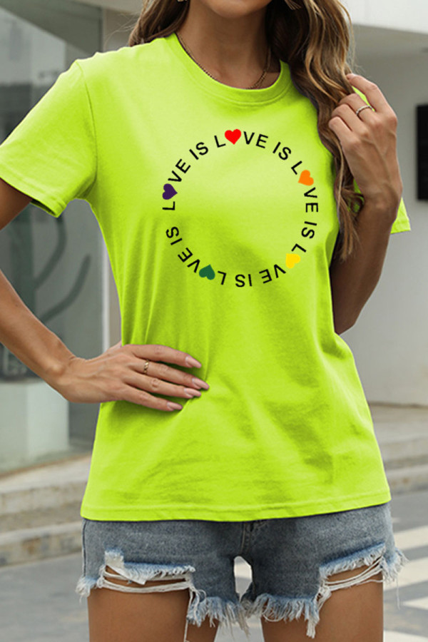Fruit Green Fashion Casual Print Basic O Neck T-Shirts