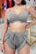 Grey Sexy Casual Solid Backless Spaghetti Strap Sleeveless Two Pieces