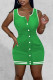 Green Sexy Solid Patchwork Buckle U Neck Pencil Skirt Dresses