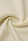 Cream White Sexy Solid Patchwork Asymmetrical Stringy Selvedge Strapless Regular Rompers