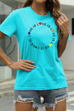 Red Fashion Casual Print Basic O Neck T-Shirts