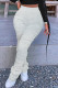 Grey Fashion Casual Solid Fold Regular High Waist Trousers