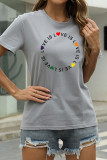 Red Fashion Casual Print Basic O Neck T-Shirts
