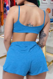 Red Sexy Casual Solid Backless Spaghetti Strap Sleeveless Two Pieces
