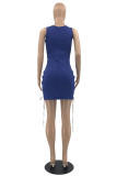 Black Fashion Sexy Solid Bandage Hollowed Out V Neck Vest Dress