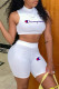 White Fashion Sportswear Print Letter O Neck Sleeveless Two Pieces