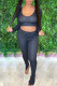 Black Fashion Casual Solid Basic O Neck Long Sleeve Two Pieces