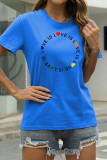 Red Fashion Casual Print Basic O Neck T-Shirts