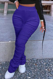 Pink Fashion Casual Solid Fold Regular High Waist Trousers