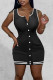 Black Sexy Solid Patchwork Buckle U Neck Pencil Skirt Dresses