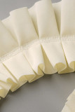 Cream White Sexy Solid Patchwork Asymmetrical Stringy Selvedge Strapless Regular Rompers