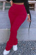 Burgundy Fashion Casual Solid Fold Regular High Waist Trousers