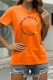 Orange Fashion Casual Print Basic O Neck T-Shirts