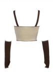 Coffee Fashion Sexy Solid Patchwork Backless Spaghetti Strap Tops