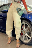 Apricot Fashion Casual Solid Patchwork Harlan High Waist Trousers
