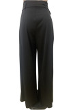 White Fashion Casual Solid Patchwork Regular High Waist Trousers