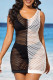 Black And White Sexy Solid Hollowed Out Patchwork Slit Swimwears Cover Up
