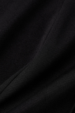 Black Sexy Solid Hollowed Out One Shoulder Straight Jumpsuits