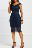 Red Fashion Sexy Solid Patchwork O Neck Sleeveless Dress