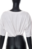 Apricot Fashion Print Patchwork V Neck T-Shirts
