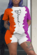 Orange Fashion Print Patchwork O Neck Short Sleeve Two Pieces