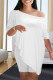 White Fashion Casual Solid Asymmetrical Oblique Collar Half Sleeve Two Pieces