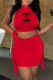 Red Fashion Casual Print Letter O Neck Sleeveless Two Pieces