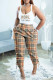 Brown Fashion Casual Print Patchwork U Neck Sleeveless Two Pieces
