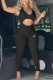 Black Fashion Casual Print Hollowed Out V Neck Jumpsuits