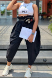 Apricot Fashion Casual Solid Patchwork Harlan High Waist Trousers