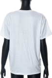 White Fashion Print Patchwork V Neck T-Shirts