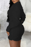 White Casual Solid Patchwork Asymmetrical V Neck Shirt Dress Dresses(Without Belt)