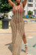 Light Apricot Sexy Solid Hollowed Out Patchwork Slit Swimwears Cover Up