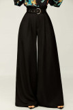 White Fashion Casual Solid Patchwork Regular High Waist Trousers