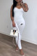 White Fashion Street Print Letter Spaghetti Strap Jumpsuits