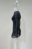 Black Fashion Sexy Solid See-through O Neck Long Sleeve Two Pieces