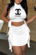 White Fashion Casual Print Letter O Neck Sleeveless Two Pieces