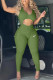 Green Fashion Casual Print Hollowed Out V Neck Jumpsuits