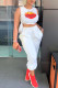 White Fashion Casual Print Basic O Neck Sleeveless Two Pieces